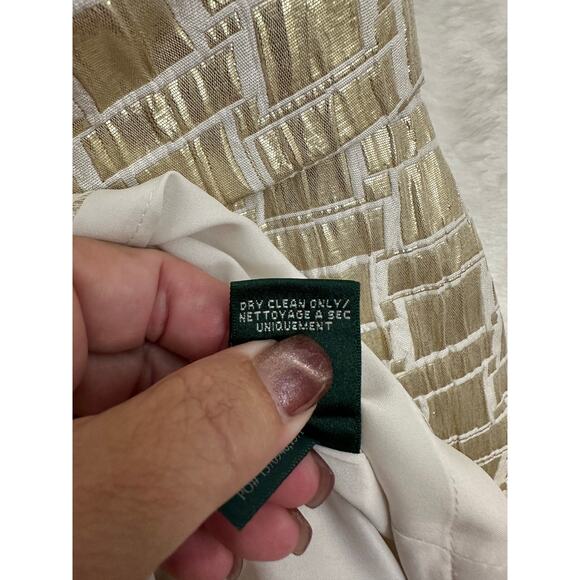 NWT Lauren Ralph Lauren Gold Dress 12 Holiday Party Cocktail - Picture 10 of 10